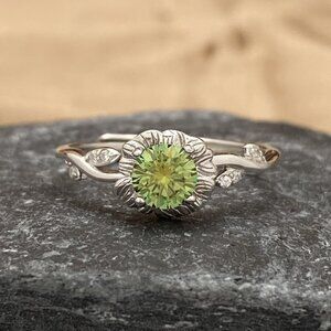 NEW Certified 1/2ct. t.w. Green Moissanite Sunflower Ring
